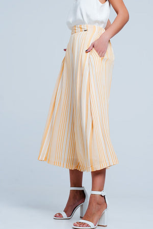 Q2 Pants Culottes in yellow stripe