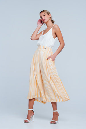 Q2 Pants Culottes in yellow stripe