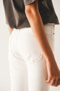 Q2 Pants Exposed buttons skinny jeans in cream