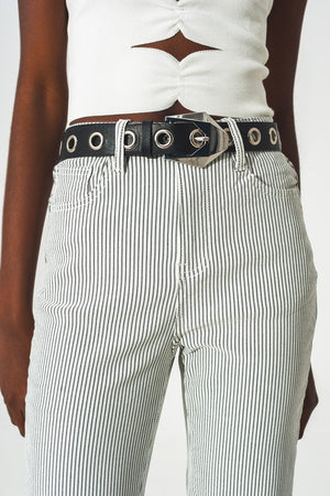 Q2 Pants Flared stripe pants in grey