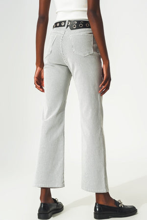 Q2 Pants Flared stripe pants in grey