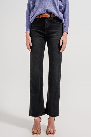 Q2 Pants high rise slouchy mom jeans in black