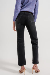 Q2 Pants high rise slouchy mom jeans in black