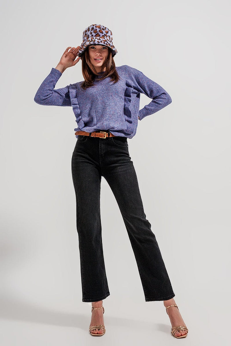 Q2 Pants high rise slouchy mom jeans in black