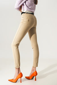 Q2 Pants High waisted skinny jeans in beige
