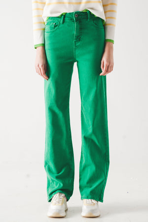 Q2 Pants High waisted slouchy mom jeans in green