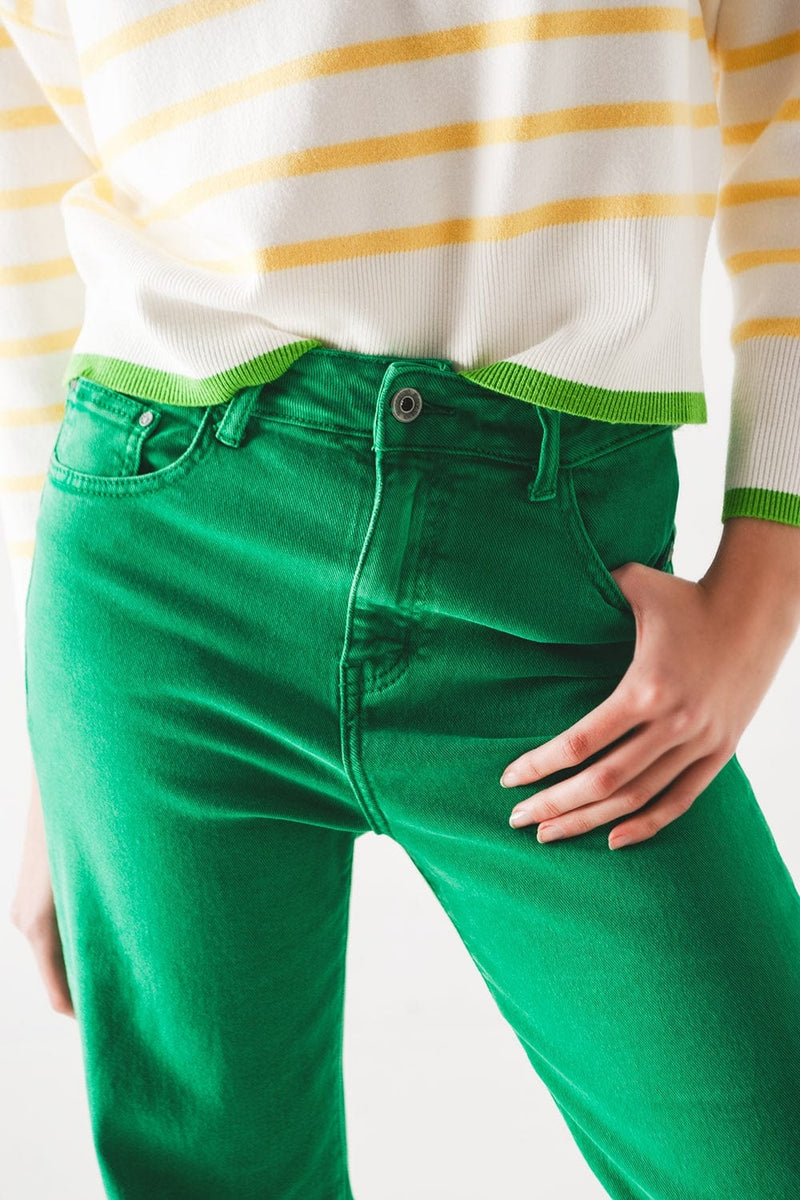 Q2 Pants High waisted slouchy mom jeans in green