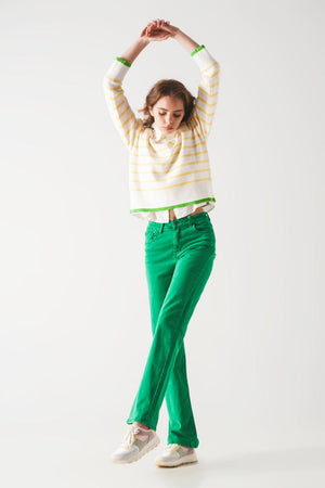 Q2 Pants High waisted slouchy mom jeans in green