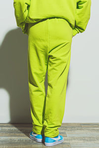 Q2 Pants One Size / Green / China Oversized Jogger with Tie Waist in lime