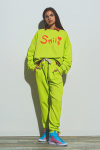 Q2 Pants One Size / Green / China Oversized Jogger with Tie Waist in lime