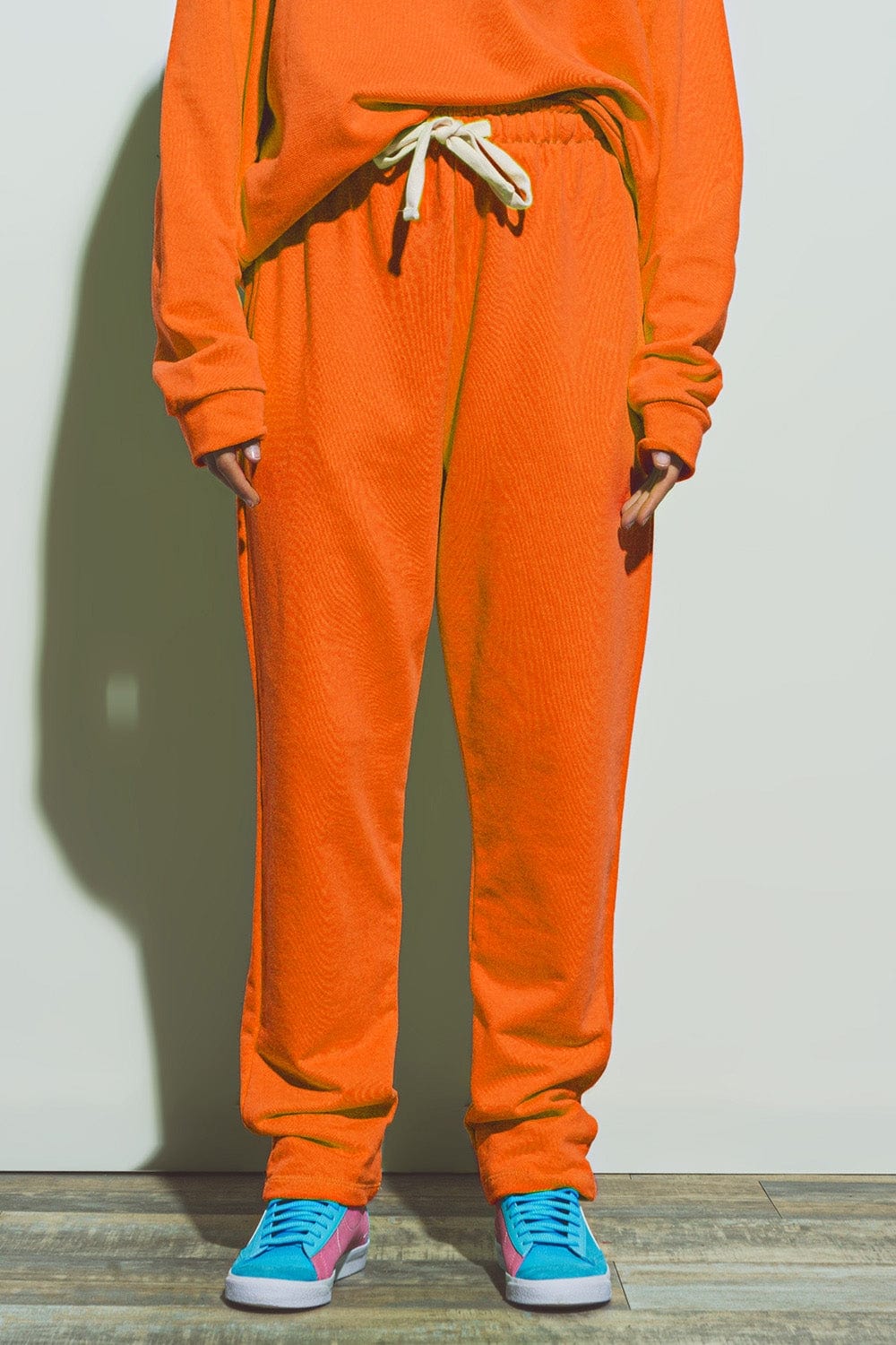 Q2 Pants One Size / Orange / China Oversized Jogger with Tie Waist in Bright Orange