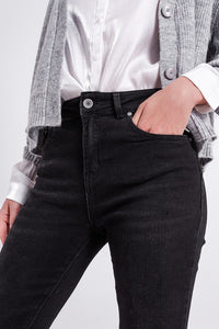 Q2 Pants Super high rise skinny leg jeans in black