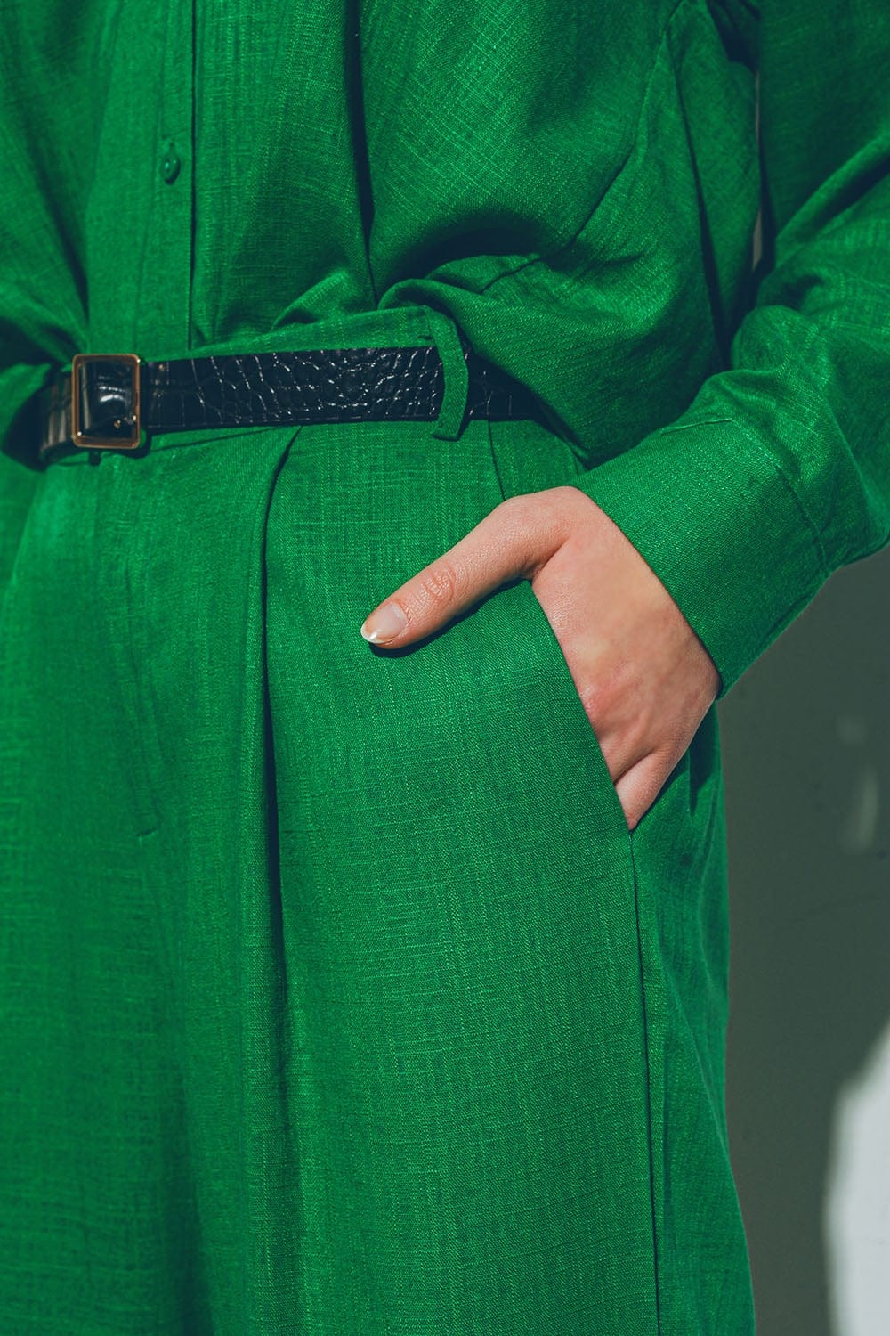 Q2 Pants Wide-legged pants in light cotton fabric in green