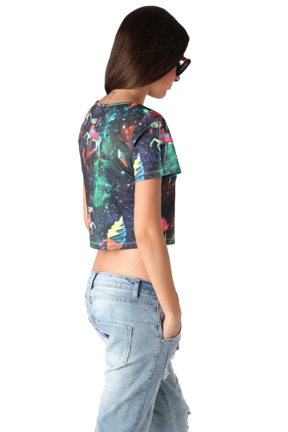 Q2 Shirts Crop top with illustrated print