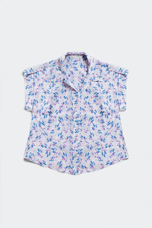 Q2 Shirts Purple blouse with pockets and floral print