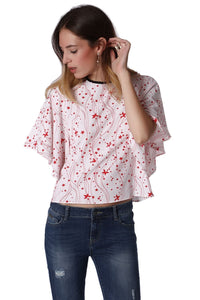 Q2 Shirts Relaxed Angel Sleeve Top In Black Star Print