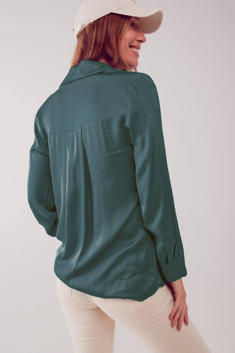 Q2 Shirts Satin shirt in green
