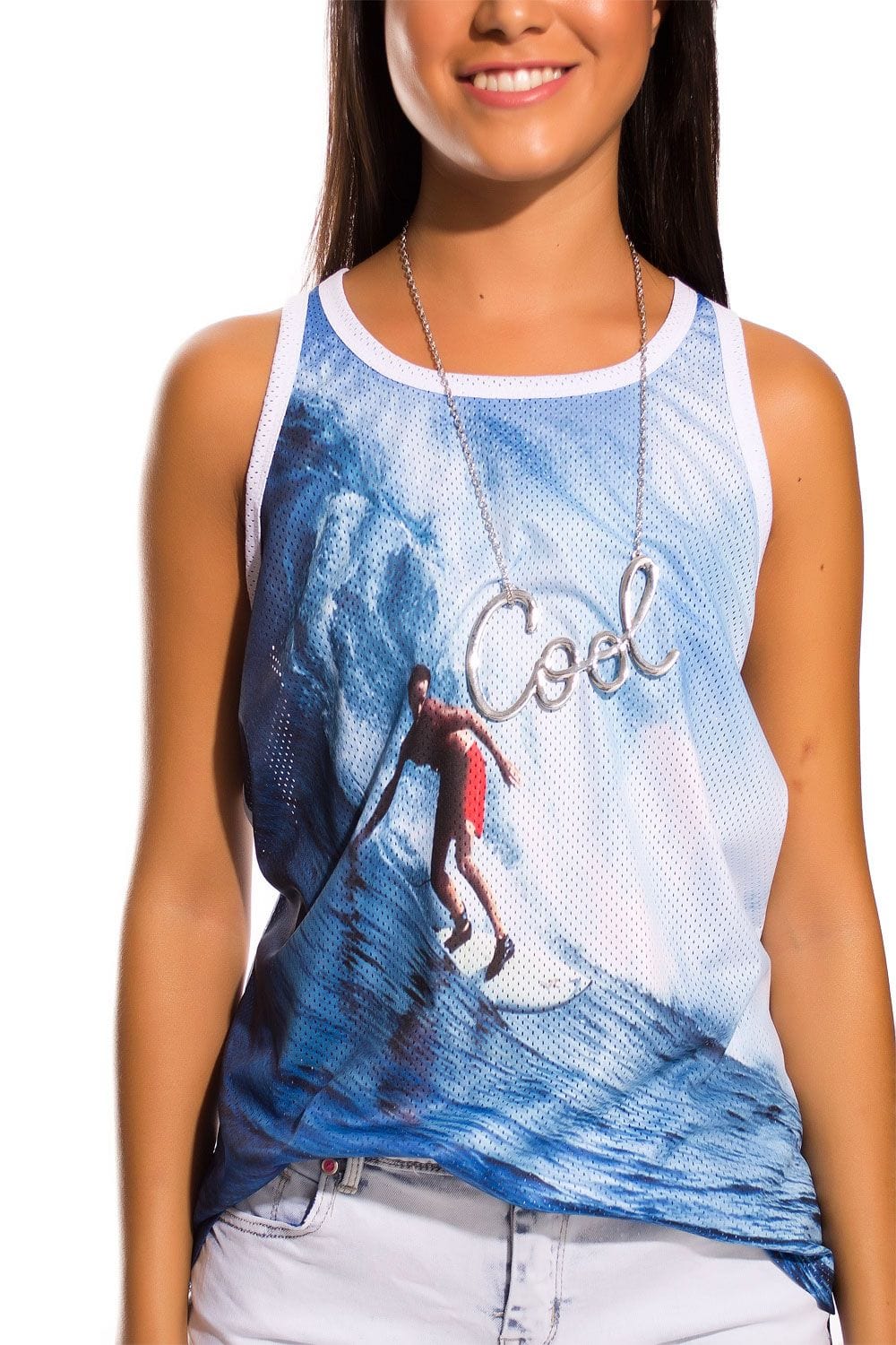Q2 Shirts Vest with surf print