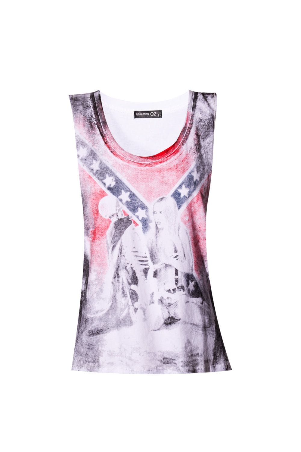 Q2 Shirts White vest with flag print