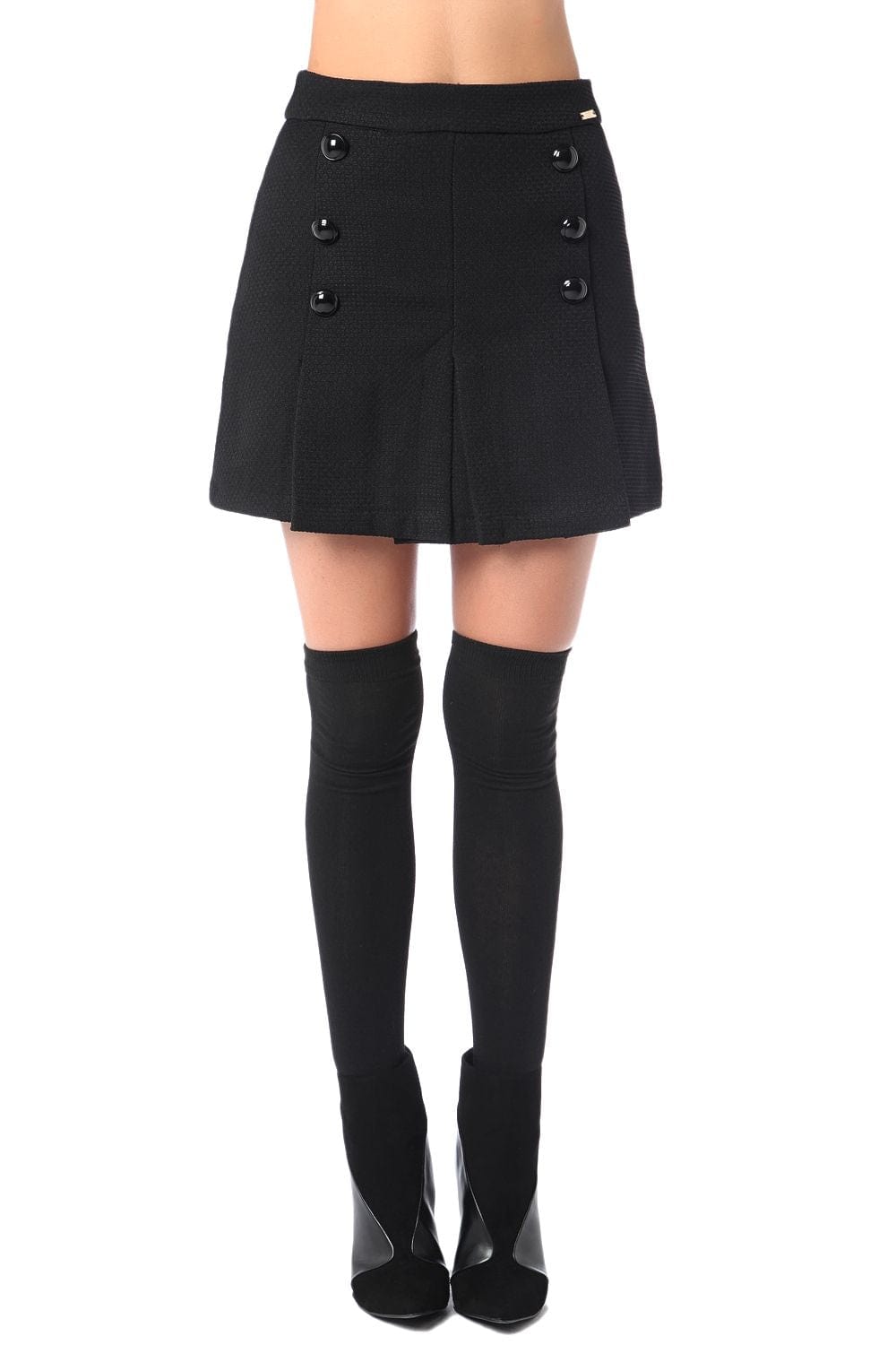 Q2 Skirts Black mini skirt with black button detail