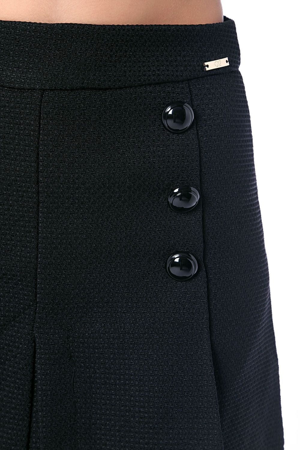 Q2 Skirts Black mini skirt with black button detail