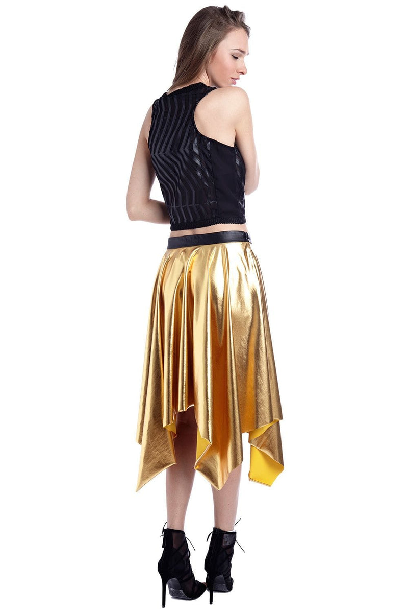 Q2 Skirts Golden pleated midi skirt in metallic