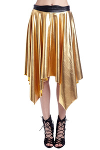 Q2 Skirts Golden pleated midi skirt in metallic