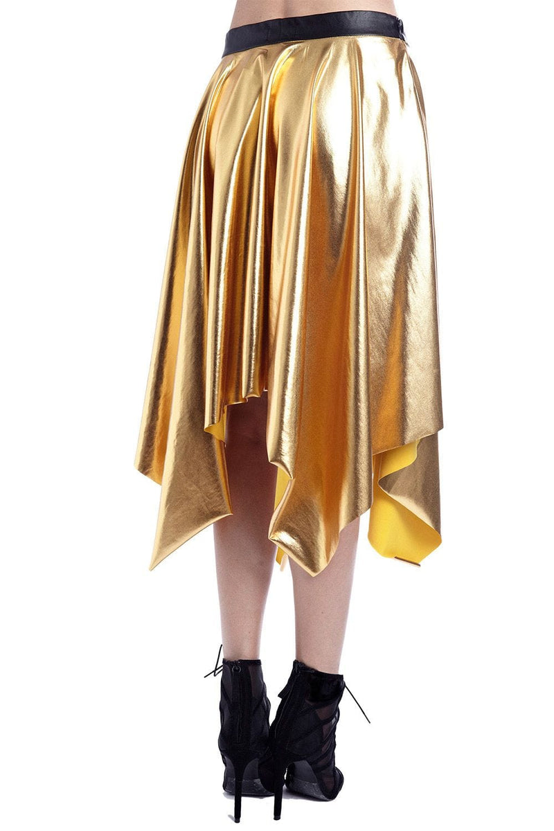 Q2 Skirts Golden pleated midi skirt in metallic