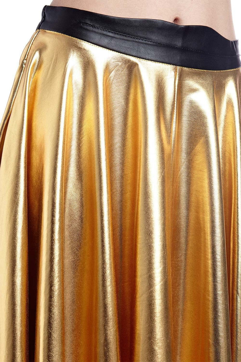 Q2 Skirts Golden pleated midi skirt in metallic