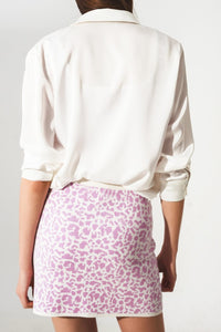Q2 Skirts Lightweight knit mini skirt in lilac animal print