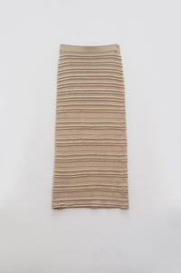 Q2 Skirts One Size / Beige Knitted Midi Pencil Skirt In Beige