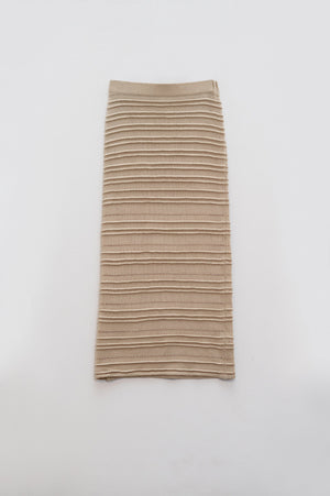 Q2 Skirts One Size / Beige Knitted Midi Pencil Skirt In Beige