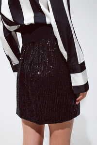 Q2 Skirts Party Sequined Mini Skirt Black