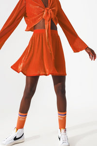 Q2 Skirts Pleated short skirt in orange