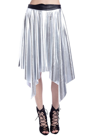 Q2 Skirts Silver pleated midi skirt in metallic