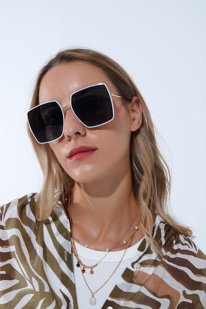 Q2 Sunglasses One Size / White Extra Large Square Sunglasses In White