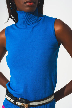 Q2 Sweaters Knitted tank jumper in blue