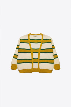 Q2 Sweaters One Size / Yellow / China Open front cardi in yellow stripe