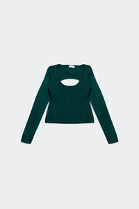 Q2 Sweaters Open back jumper in green
