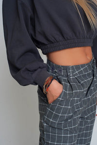 Q2 Sweaters Oversized cropped sweatshirt in dark grey