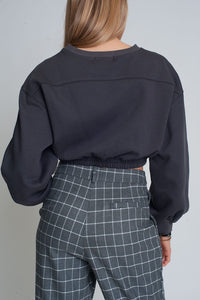 Q2 Sweaters Oversized cropped sweatshirt in dark grey