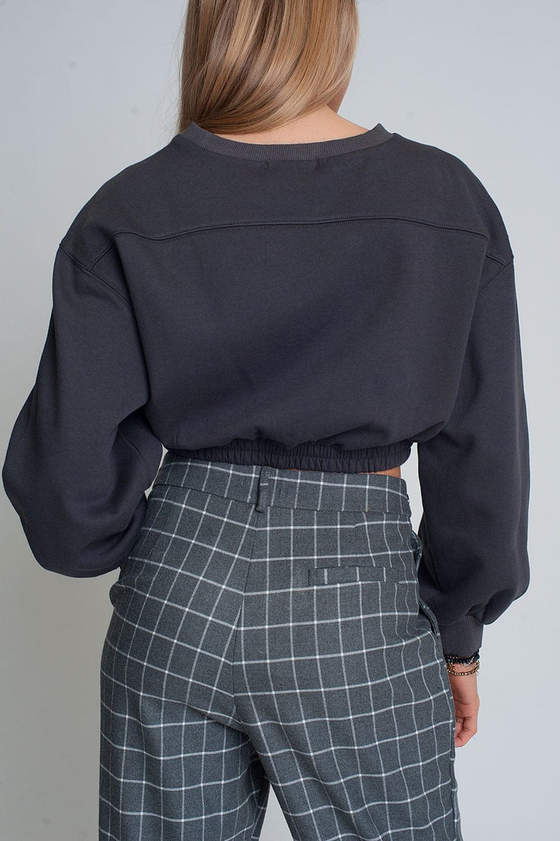 Q2 Sweaters Oversized cropped sweatshirt in dark grey