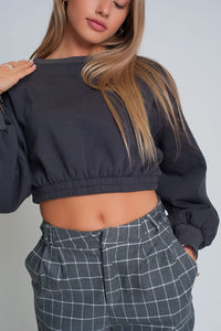 Q2 Sweaters Oversized cropped sweatshirt in dark grey