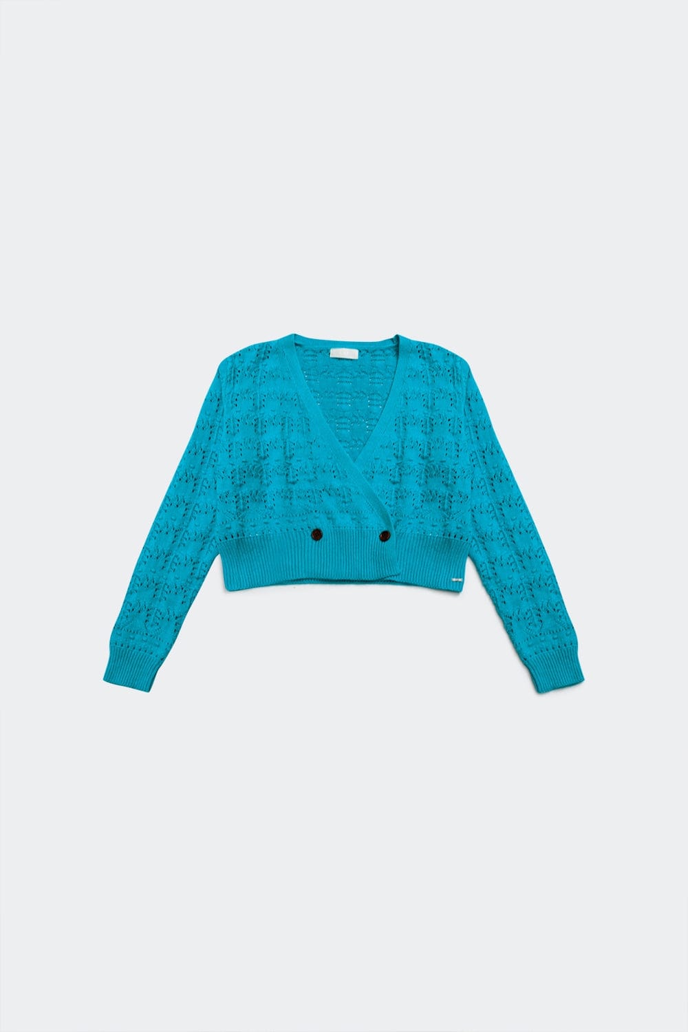 Q2 Sweaters Pointelle knitted cardi in blue