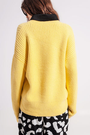 Q2 Sweaters Rib knit sweater in yellow