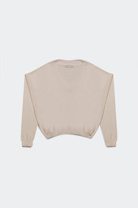 Q2 Sweaters v neck fine knit sweater in cream