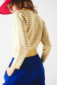 Q2 Sweaters Yellow striped Sweater