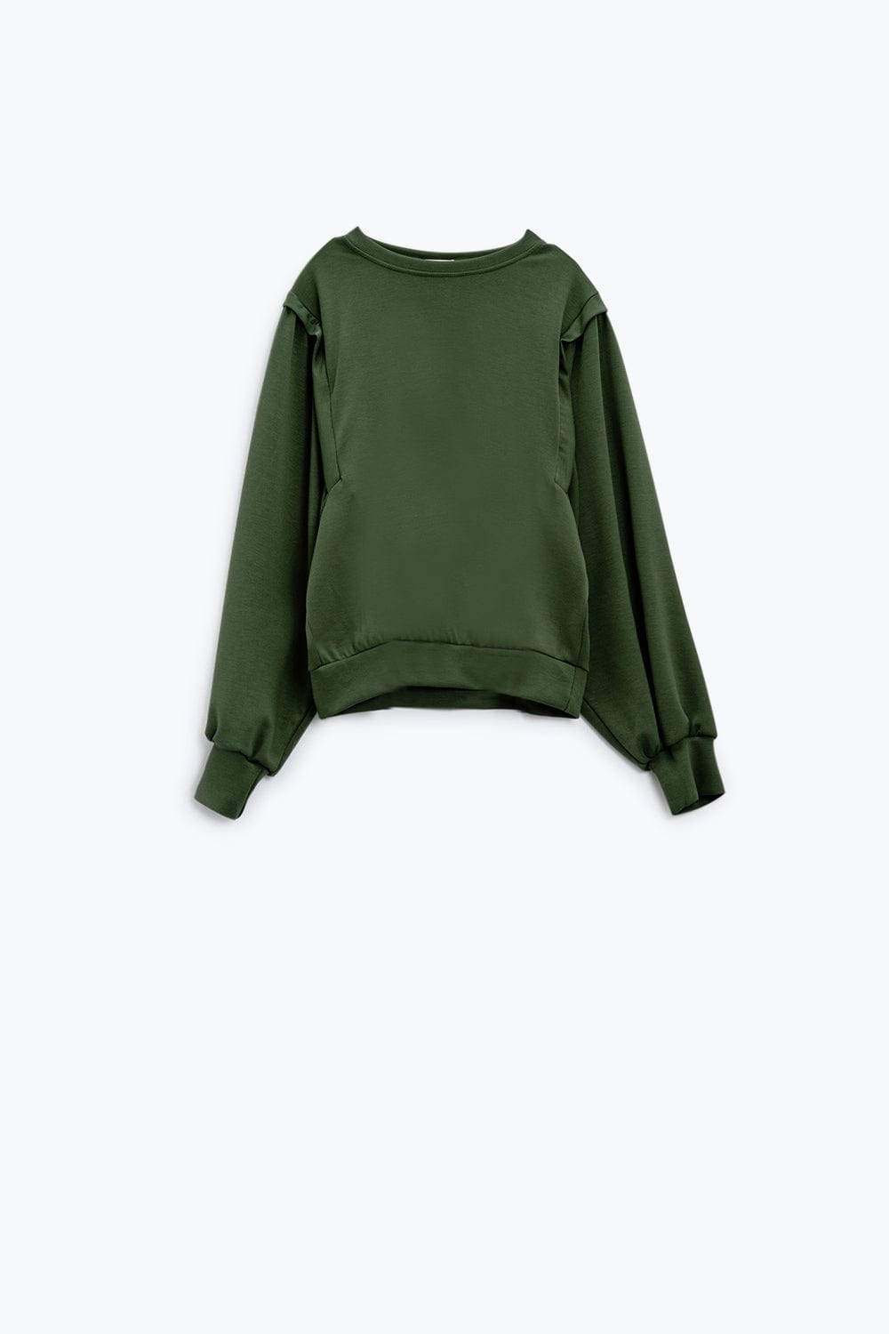 Q2 Sweatshirts One Size / Green Khaki Long-Sleeved Sweatshirts With Frontal Sewn Details On The Sides