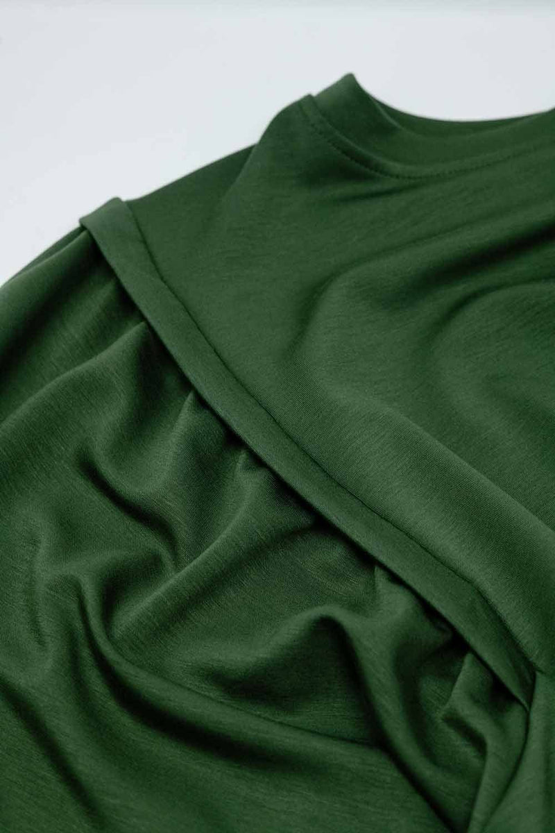 Q2 Sweatshirts One Size / Green Khaki Long-Sleeved Sweatshirts With Frontal Sewn Details On The Sides