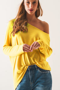 Q2 Tops One Size / Green / China Long sleeve top in modal lime color